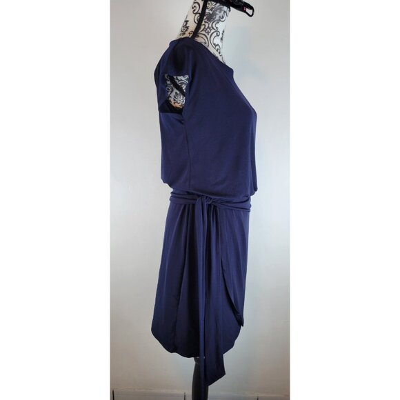 Carole Little Mini Dress Sz 6 Navy Blue Short Sleeve - Picture 4 of 10
